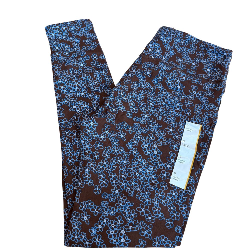 Wild Fable Women's Brown Floral High-Waisted Classic Leggings - Size Small - NWT